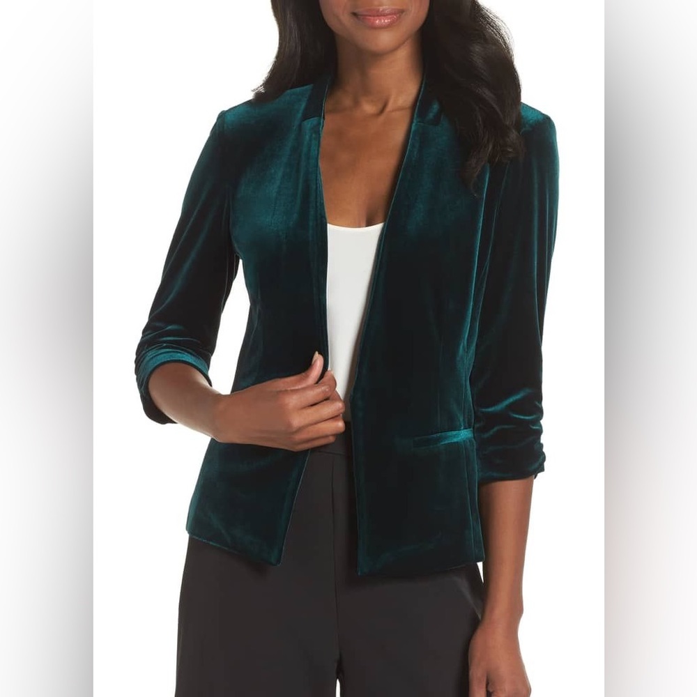 NWOT Velvet Blazer in Hunter green Eliza J large L medium M new holiday top Xmas